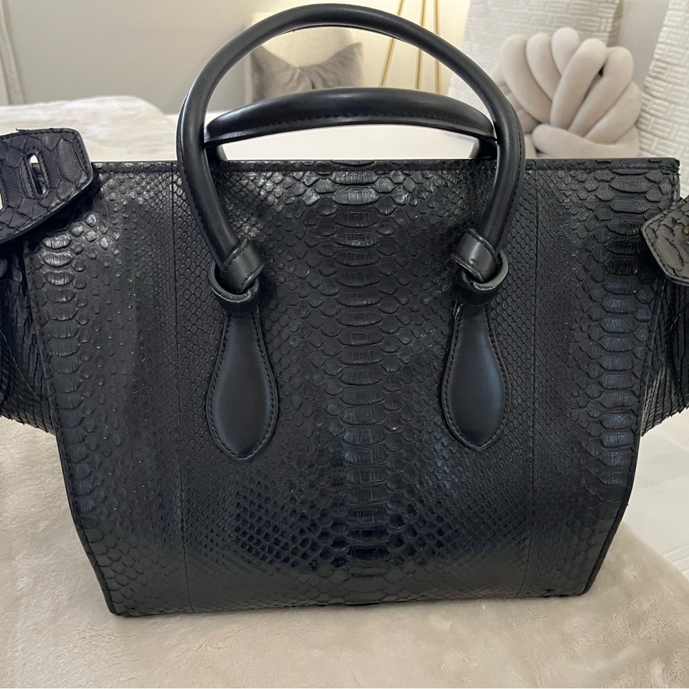 Celine Tie Knot Black Python Leather Tote Bag - image 3
